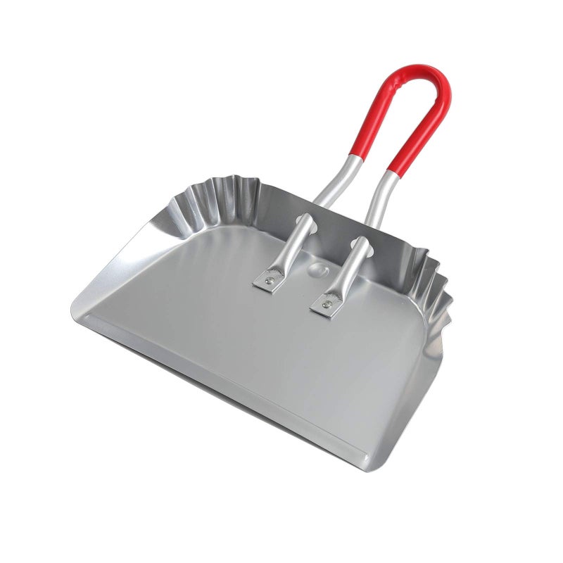 TOP DOG Metal Dustpan 17 Aluminum Dust Pans Heavy Duty Does not Chip or Bend Sheet Metal Edge Flat Against Floor for Small Item Sweeping Rubber Coated Easy to Grasp Handle 1pc